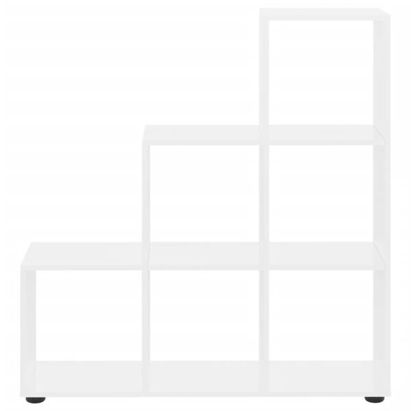 vidaXL Staircase Bookcase High Gloss White 107 cm Engineered Wood