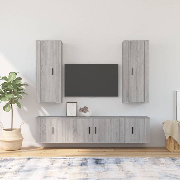 vidaXL 5 Piece TV Cabinet Set Grey Sonoma Engineered Wood