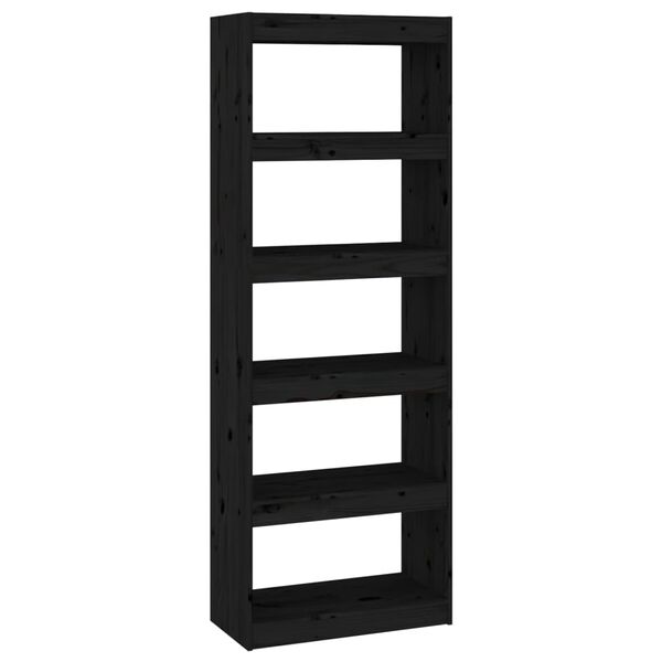vidaXL Book Cabinet/Room Divider Black 60x30x167.5 cm Solid Wood Pine