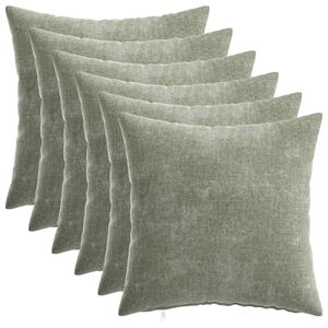 vidaXL Cushion Cover 6 pcs HEERLEN Green 40 x 40 cm Chenille Fabric