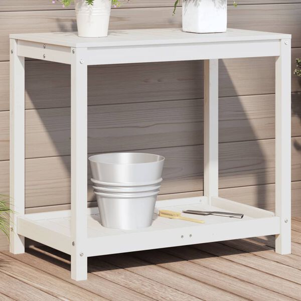 vidaXL Potting Table with Shelf White 82.5x50x75 cm Solid Wood Pine