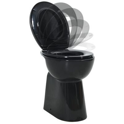 vidaXL High Rimless Toilet Soft Close 7 cm Higher Ceramic Black