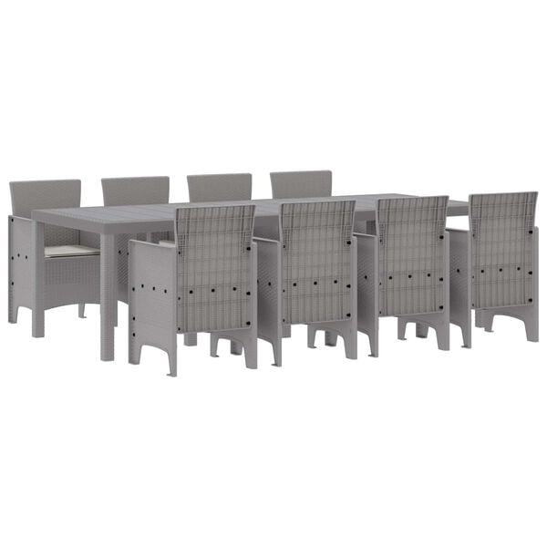 vidaXL Garden Dining Set 9 pcs Light Grey Polypropylene