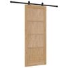 vidaXL Sliding Door Natural and Black 83 x 202 cm Solid Pine Wood