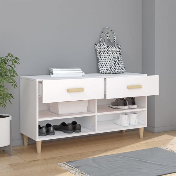 vidaXL Shoe Cabinet White 102x35x55 cm Engineered Wood
