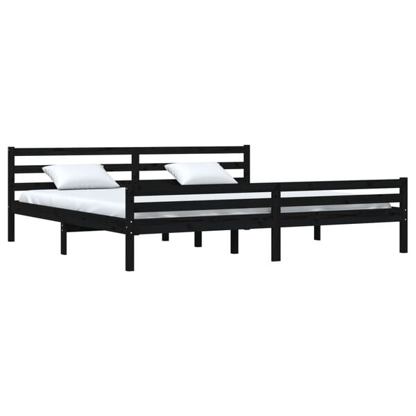 vidaXL Bed Frame without Mattress Black Solid Wood 200x200 cm