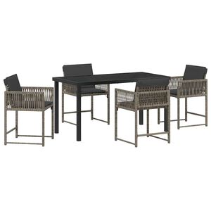 vidaXL Garden Dining Set 5 pcs Grey Poly Rattan