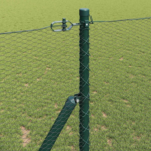vidaXL Fence Post Green 100 x 1.2 m (13 mm mesh) Steel and PVC