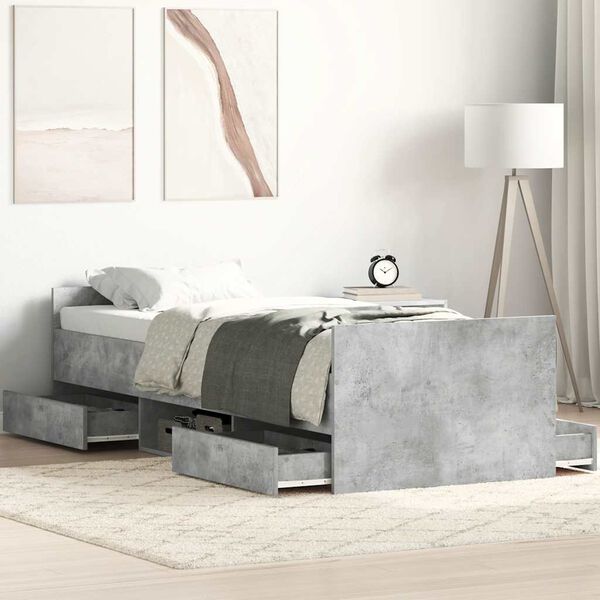 vidaXL Bed Frame without Mattress Concrete Grey 90x200 cm