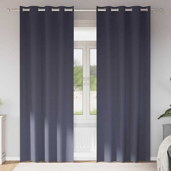 vidaXL Blackout Curtains with Rings 2 pcs Anthracite 260 x 140 cm