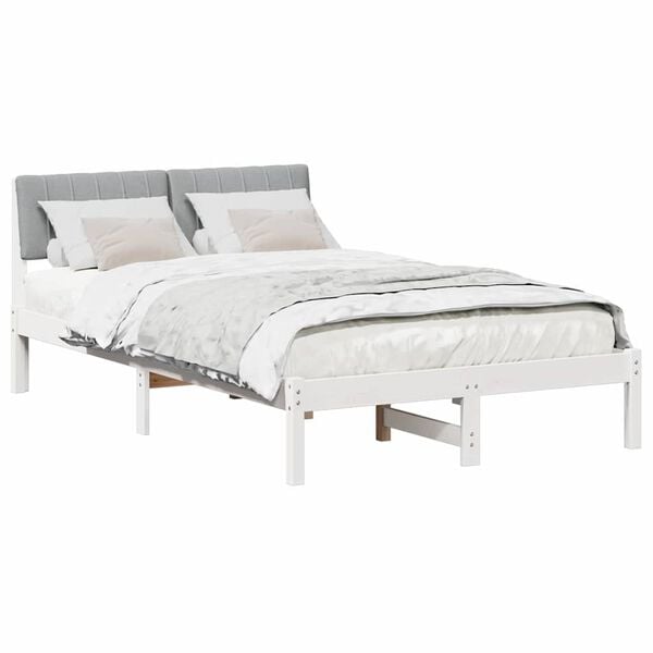 vidaXL Bed frame White and light grey 120 x 190 cm Solid pine wood