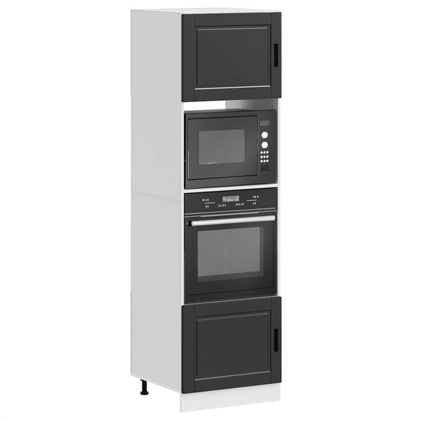 vidaXL Oven Cabinets 2 pcs Porto Black Engineered Wood