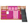 vidaXL Bunk Bed without Mattress with Slide and Curtains Pink 80x200 cm