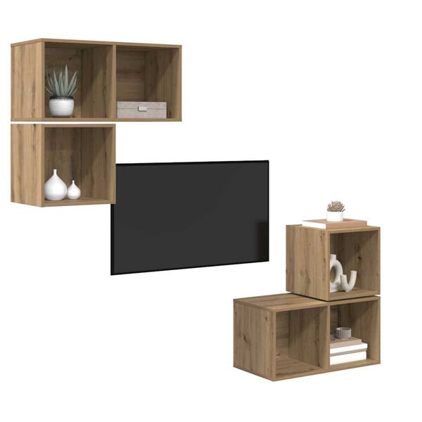 vidaXL TV Cabinet Set Wall-mounted 4 pcs Artisan Oak Engineered Wood
