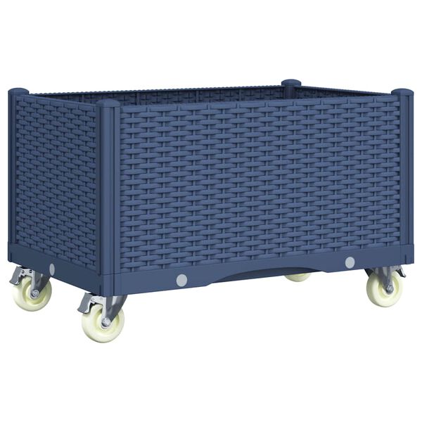 vidaXL Garden Planter with Wheels Blue Grey 80x50x54 cm PP