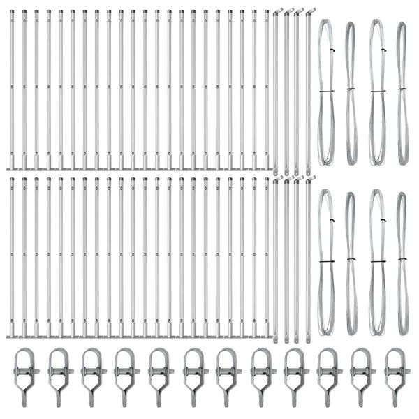 vidaXL Fence Post Other 52 pcs Grey 3.2 x 3.2 x 90 cm Steel