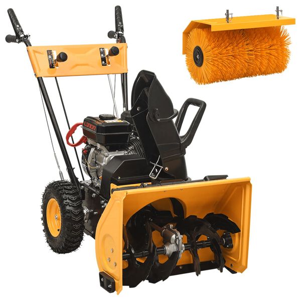 vidaXL Petrol-powered 4-in-1 Snow Thrower and Sweeper Set 6.5HP