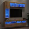 vidaXL 7 Piece TV Wall Cabinet Set with LED Lights Sonoma Oak