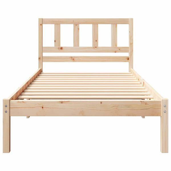 vidaXL Bed Frame with Headboard Brown 90 x 200 cm Solid Pine Wood