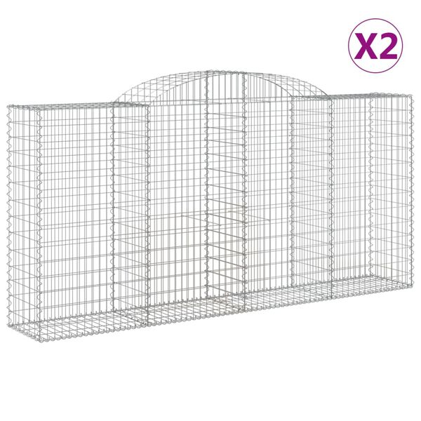 vidaXL Arched Gabion Baskets 2 pcs 300x50x140/160 cm Galvanised Iron