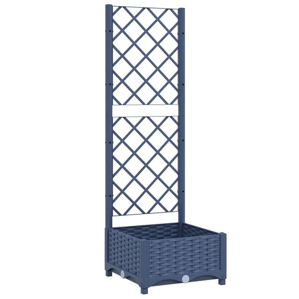 vidaXL Garden Planter with Trellis Blue Grey 40x40x121.5 cm PP