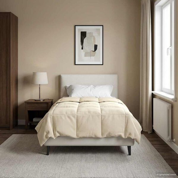 vidaXL Summer Duvet Quilted Cream 155 x 200 cm Microfiber