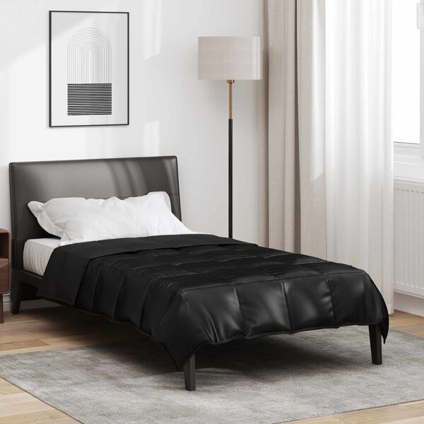 vidaXL Full Year Duvet Black 200 x 140 cm Satin and Microfiber