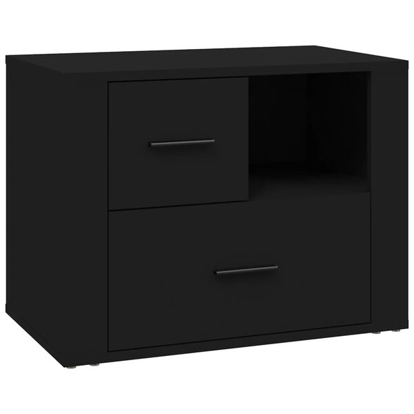 vidaXL Bedside Cabinet Black 60x36x45 cm Engineered Wood