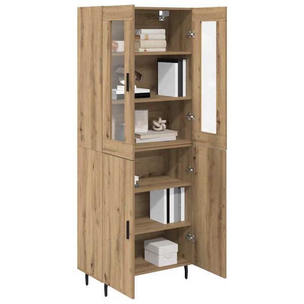 vidaXL Highboard 2 pcs Artisan Oak Engineered Wood and Glass