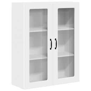 vidaXL Wall Glass Cabinet PORTO White 80 x 31 x 100 cm Engineered Wood