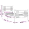 vidaXL Metal Bed Frame without Mattress with Footboard White 90x200cm