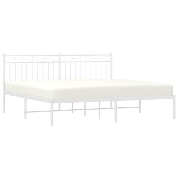 vidaXL Metal Bed Frame without Mattress with Headboard White 183x213cm