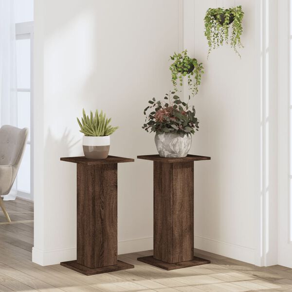 vidaXL Plant Stands 2 pcs Brown Oak 30x30x60 cm Engineered Wood