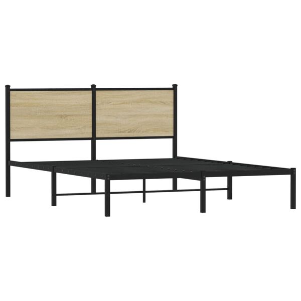 vidaXL Metal Bed Frame without Mattress Sonoma Oak 140x190 cm