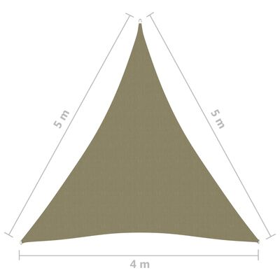 vidaXL Sunshade Sail Oxford Fabric Triangular 4x5x5 m Beige