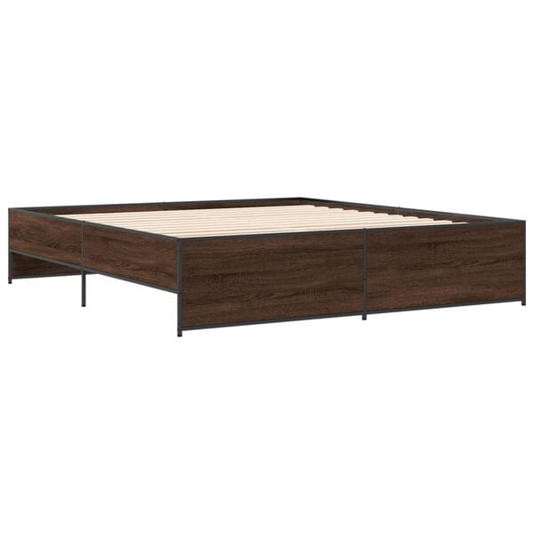vidaXL Bed Frame without Mattress Brown Oak 180x200 cm Super King