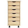 vidaXL Rolling Cabinet with Drawers MOSS Clear Varnish Solid Pine wood