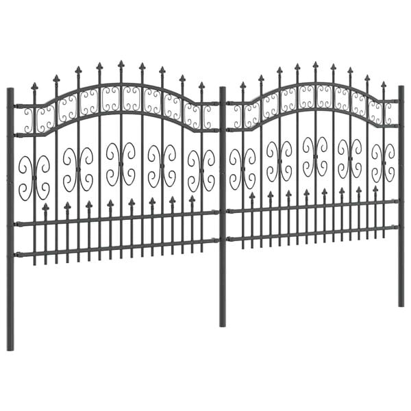 vidaXL Garden Fence Grey 240 x 140 cm Powder-coated steel
