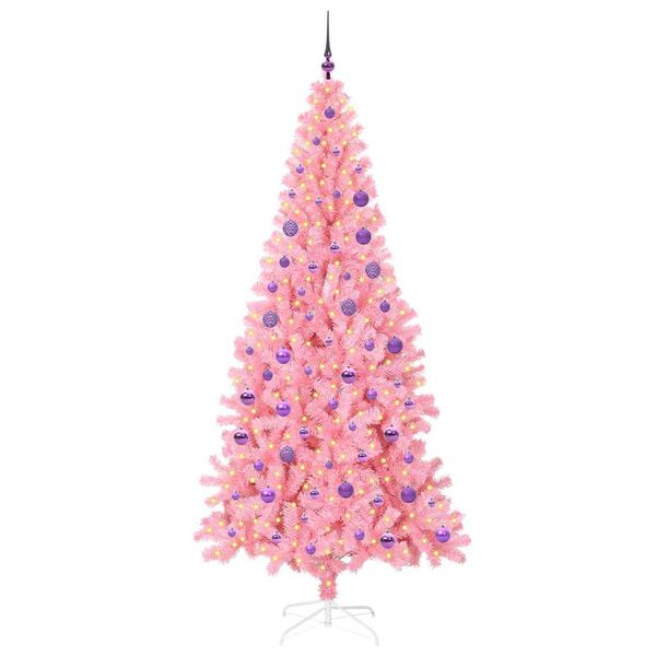 vidaXL Christmas Tree with 300 LEDs with Stand Pink 180 cm PVC