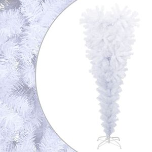 vidaXL Upside-down Artificial Christmas Tree PVC, steel White