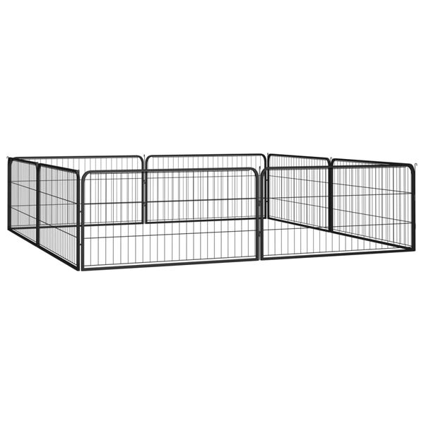 vidaXL 8-Panel Dog Playpen Black 100x50 cm Powder-coated Steel