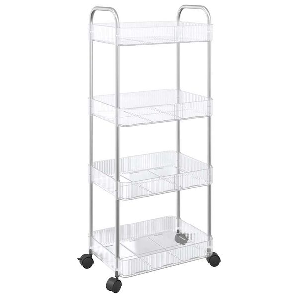 vidaXL Storage Trolley 4-Tier Transparent 37x28x95 cm Acrylic