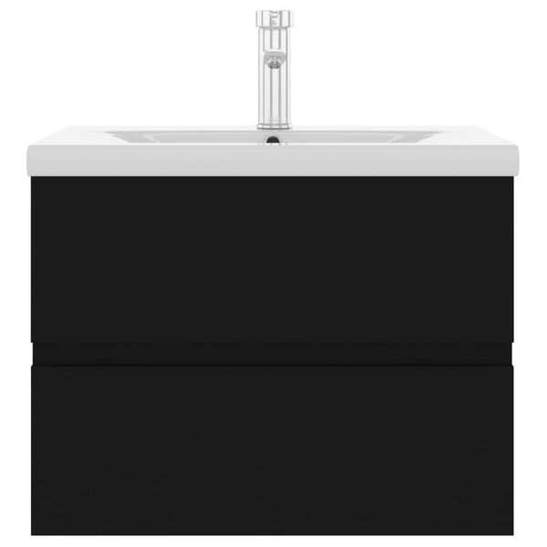 vidaXL Sink Cabinet with Built-in Basin Black Engineered Wood
