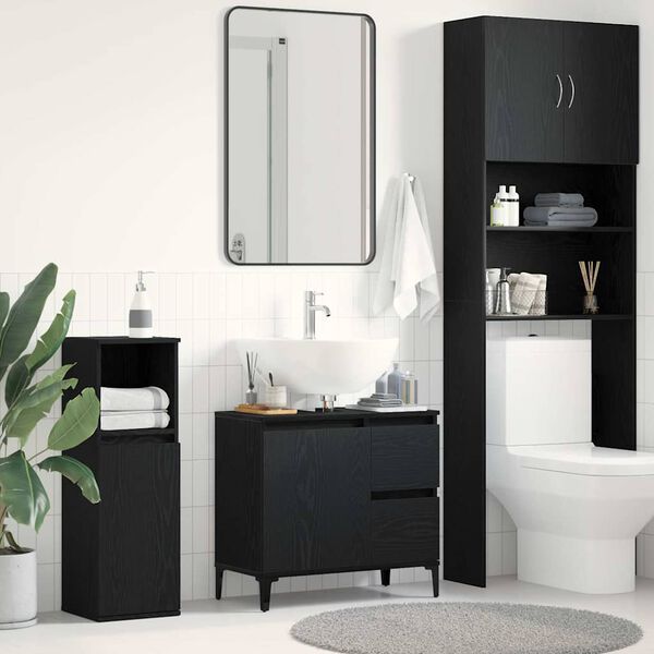 vidaXL Bathroom Cabinet Black Oak 65 x 33 x 60 cm Engineered Wood