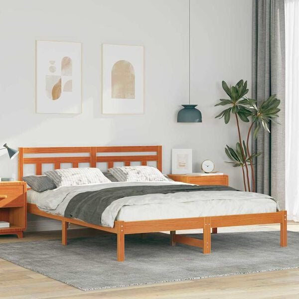 vidaXL Bed Frame Brown 160 x 200 cm Solid Pine Wood