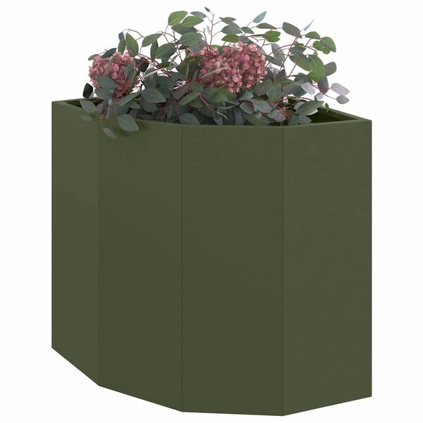 vidaXL Corner Planter Olive green 45 x 45 x 50 cm Steel