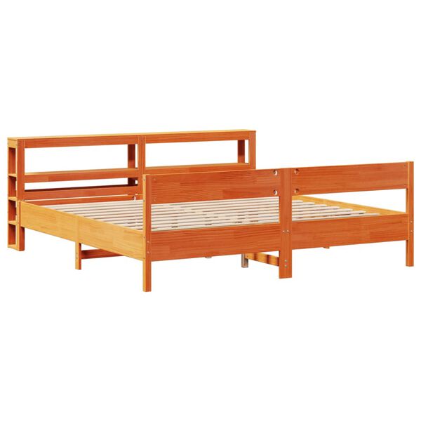 vidaXL Bed Frame without Mattress Wax Brown 200x200 cm Solid Wood Pine