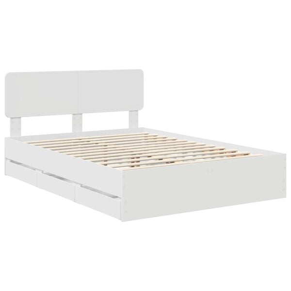 vidaXL Bed Frame with Headboard White 160 x 200 cm Engineered Wood