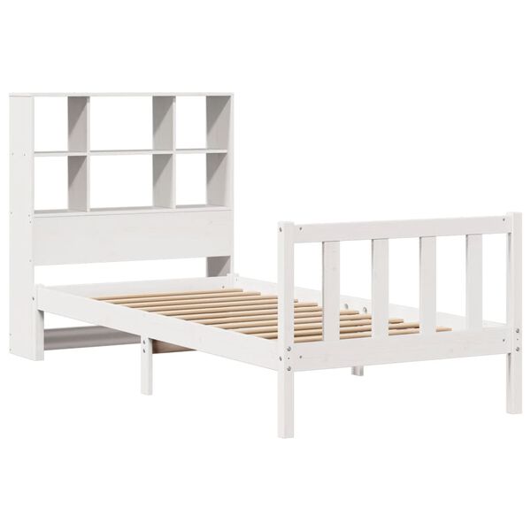 vidaXL Bookcase Bed without Mattress White 90x190 cm Single Solid Wood Pine