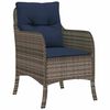 vidaXL Garden Dining Set with Cushion 3 pcs Grey Poly Rattan